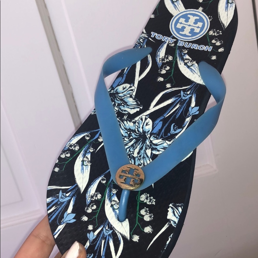 Tory Burch blue flip-flops
